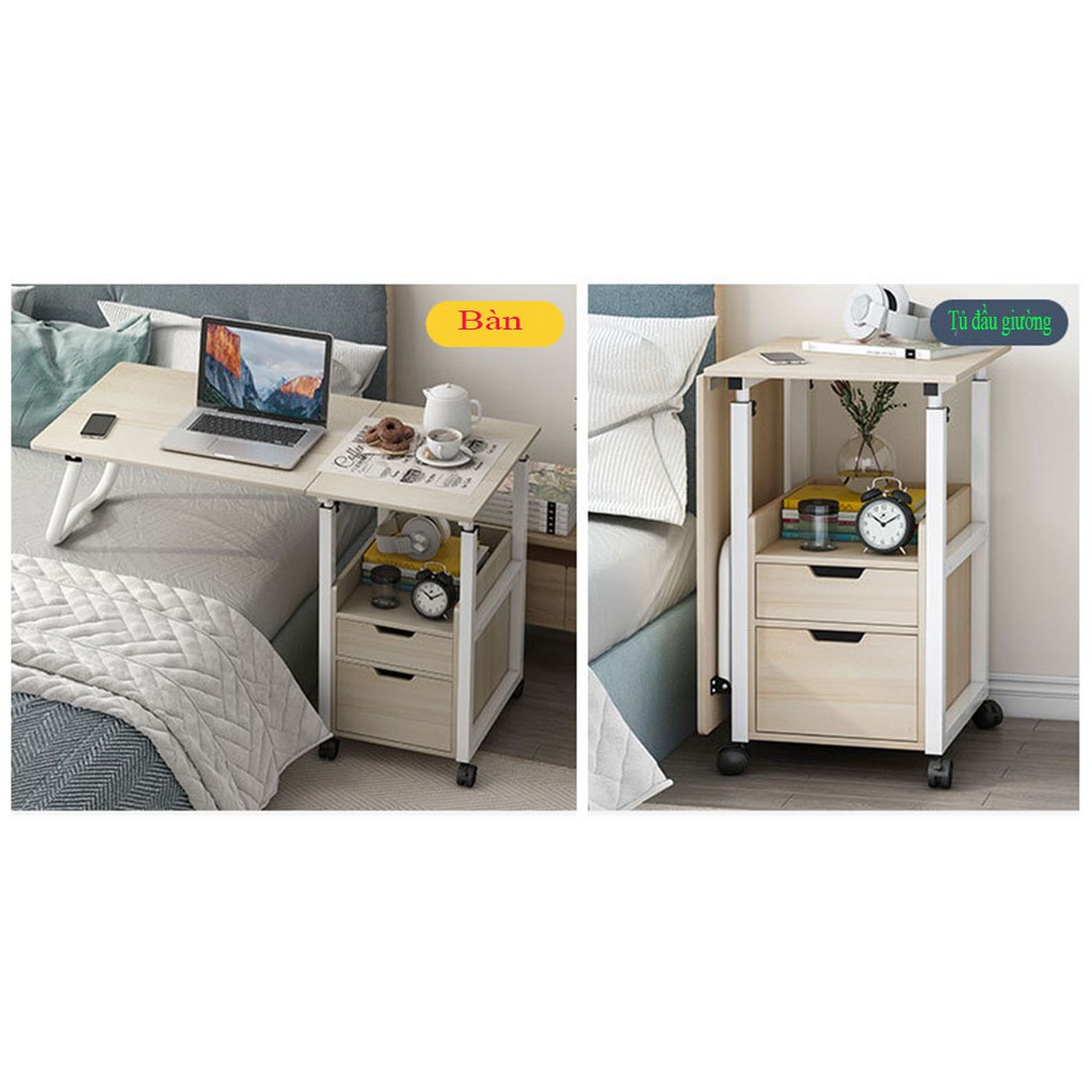 Kệ Đầu Giường, Bàn Máy Tính Laptop Di Động, Bàn Làm Việc Có Bánh Xe, Điều Chỉnh Chiều Cao Tùy Ý | BigBuy360 - bigbuy360.vn