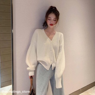 Áo khoác len 2 màu hồng - trắng