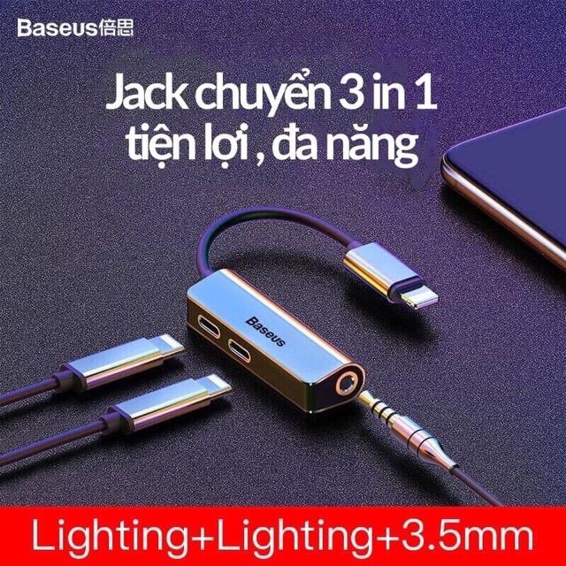 Jack Chuyển Đổi Tai Nghe 3 in 1 Vừa Sạc Vừa Nghe Vừa Có Mic Chân lightning Baseus L52 Hỗ Trợ bubg Bảo hành 12 Tháng | BigBuy360 - bigbuy360.vn