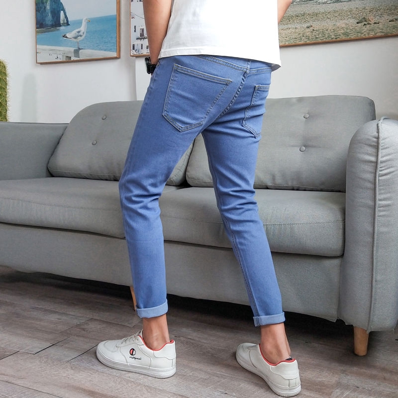 Quần Jeans Lửng Rách Gối Thời Trang Dành Cho Nam
