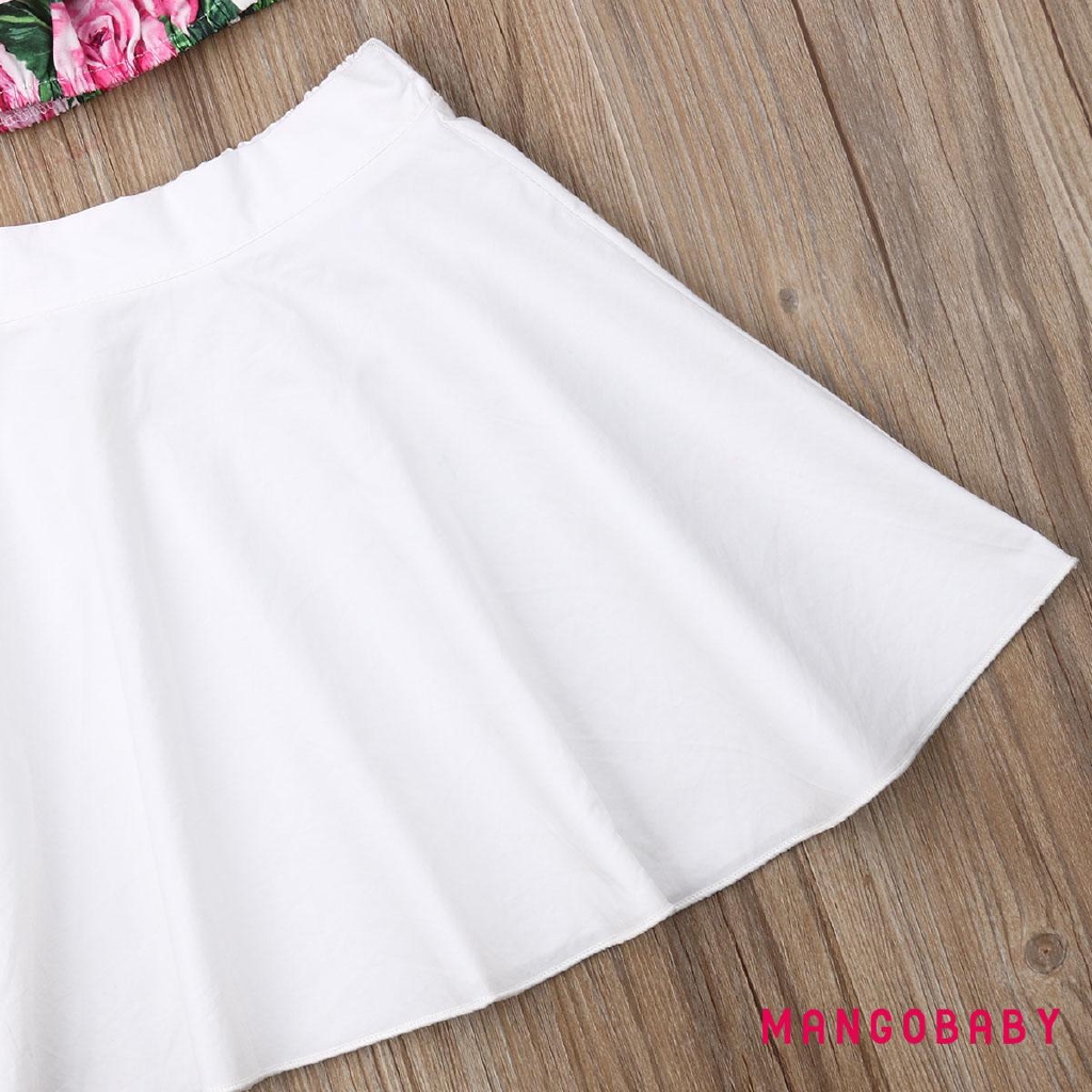 Set Áo Croptop Trễ Vai + Chân Váy Đáng Yêu Cho Bé Gái