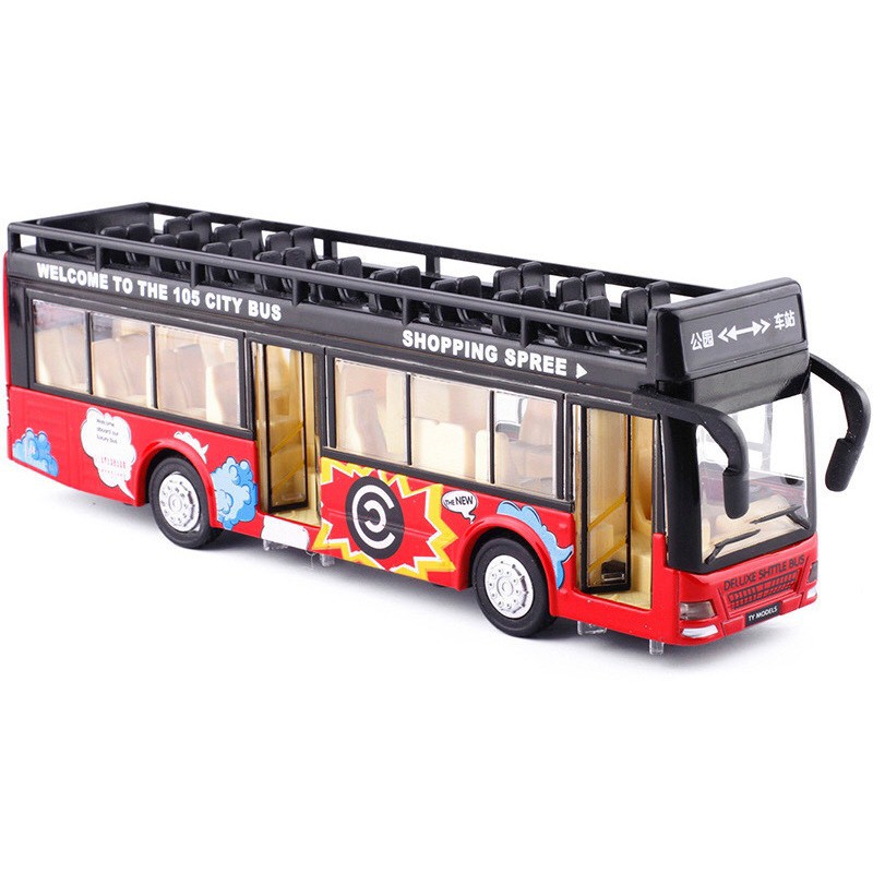 đồ chơi xe bus mui trần xe bus 2 tầng đồ chơi ô tô tỉ lệ 1:32