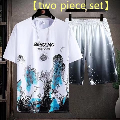 Áo Thun Tay Ngắn Cổ Tròn Dáng Rộng In Họa Tiết Phong Cách Hồng Kông Thời Trang Mùa Hè Cho Nam Cỡ Lớn [M-5XL]