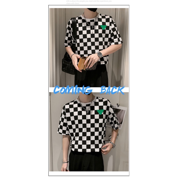 Áo Thun Tay Ngắn Họa Tiết Kẻ Sọc Ca Rô Thời Trang Mùa Hè Mới Cho Nam 2022