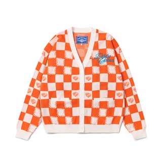 DirtyCoins Áo Khoác Checkerboard Knit Cardigan - Orange