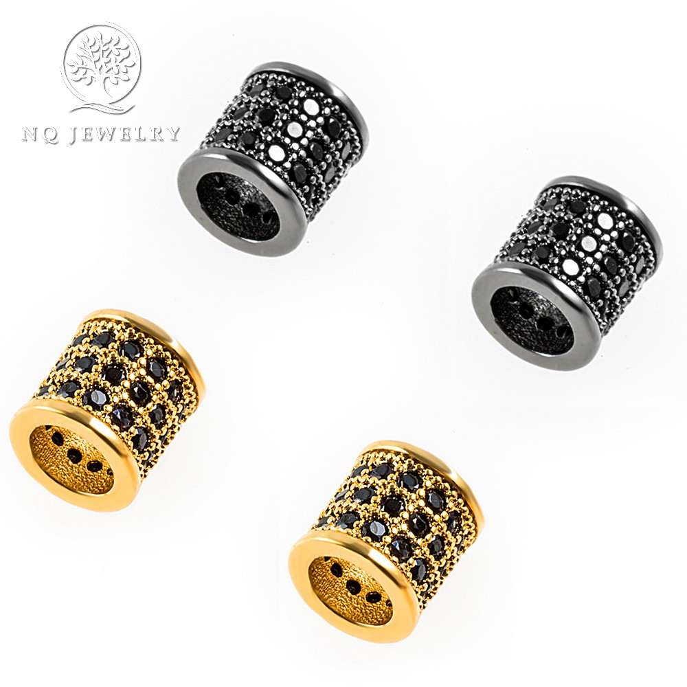 Charm hợp kim đính đá hình trụ tròn xỏ ngang - NQ Jewelry