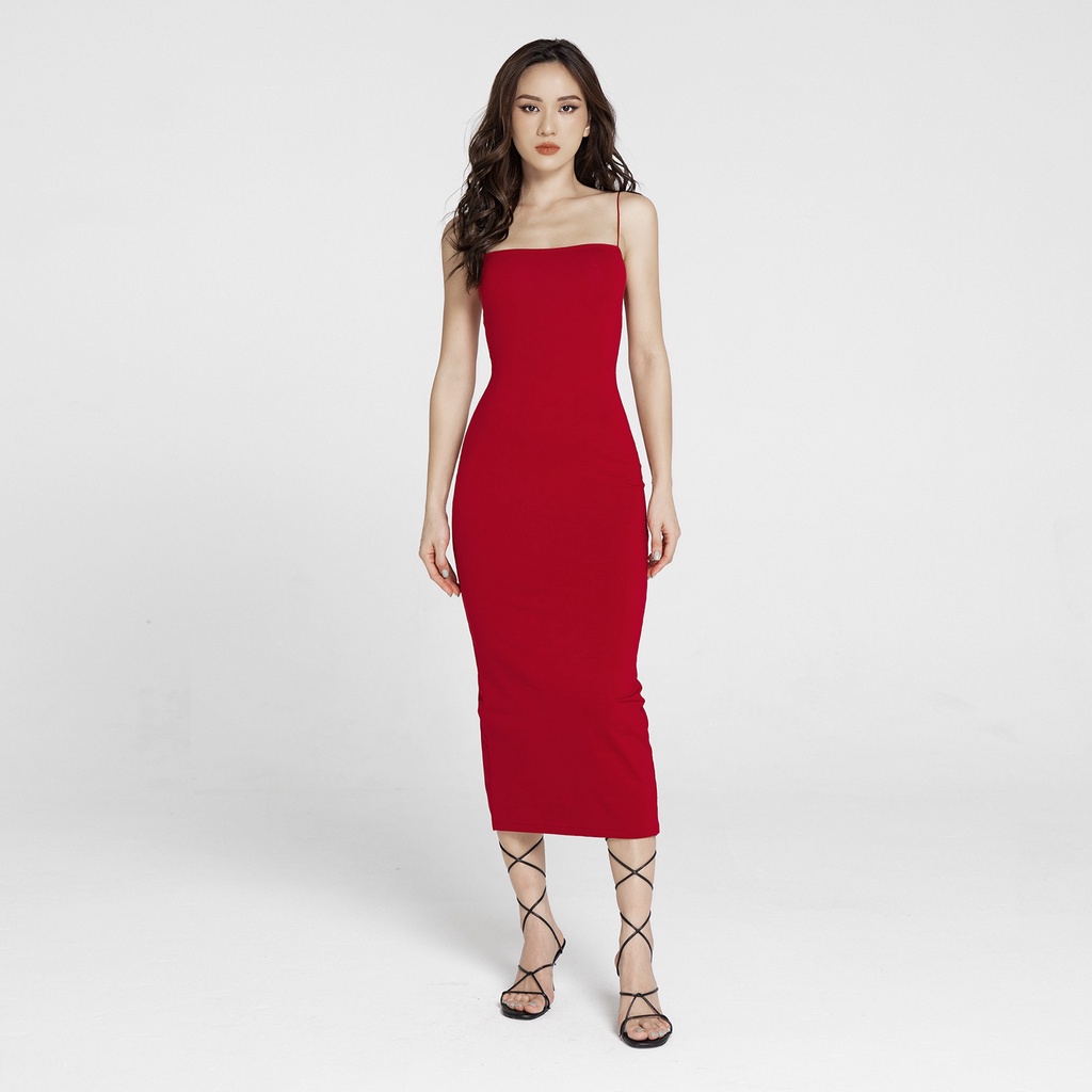 Váy Hai Dây Dài Sợi Mảnh Nữ BUSY Thun Cotton Co giãn Ôm Sát VHDD3