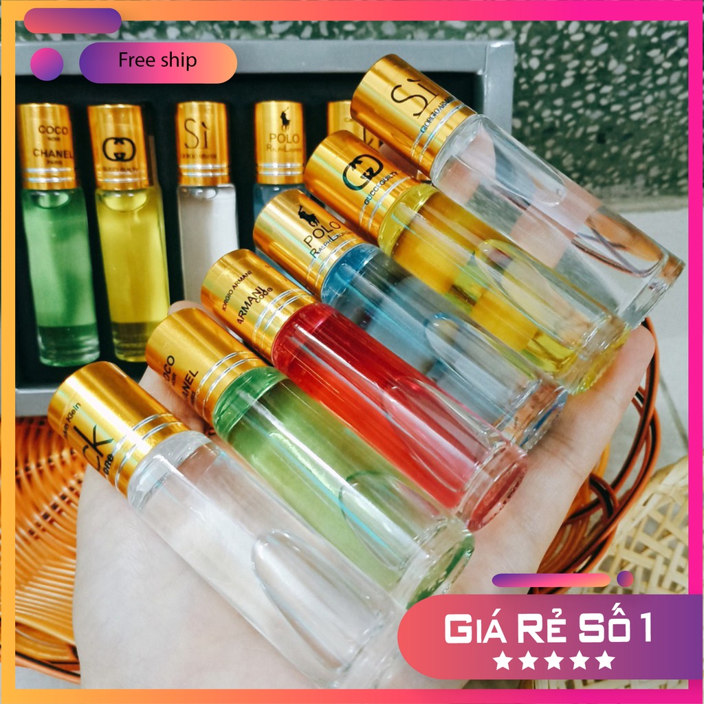 Hộp set 6 chai nước hoa lăn chiết Pháp