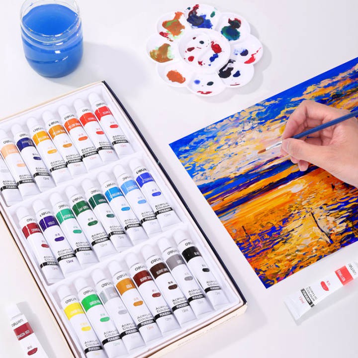 MÀU ACRYLIC TUÝP 12ML DELI BỘ 12/18/24 MÀU