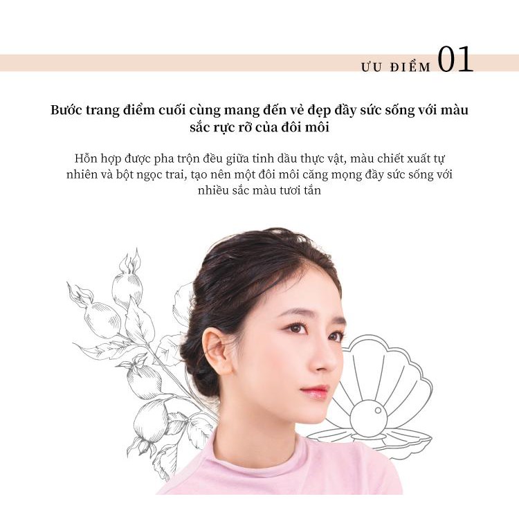 Son môi hữu cơ naturaglacé Rouge Moist bán lì, không chì, dưỡng ẩm, Màu 10 - Rose Pink, 2.3g