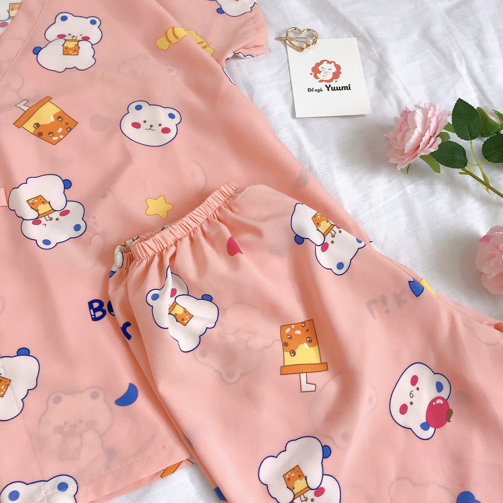 Bộ ngủ lụa cộc tay nữ mềm mát bộ mặc nhà họa tiết dễ thương [BC16 | BigBuy360 - bigbuy360.vn