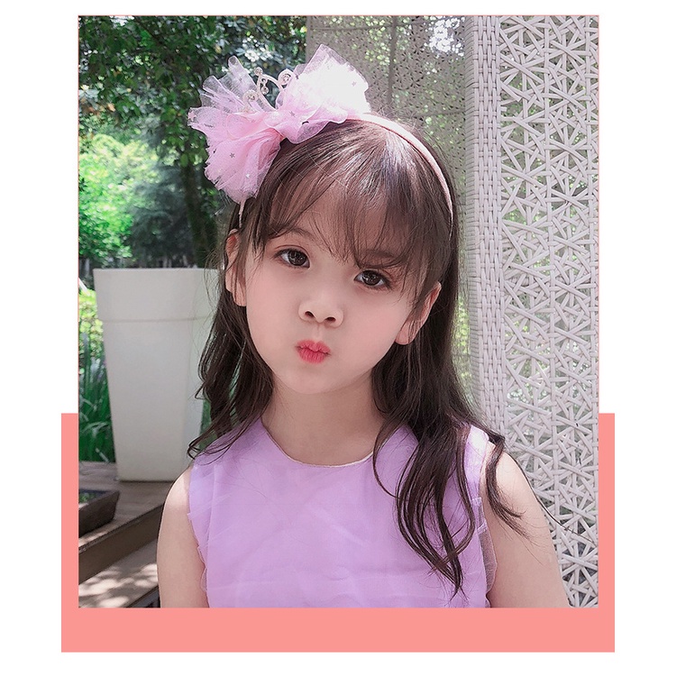 Vương miện công chúa đính ngọc trai phối ren đáng yêu cho bé gái