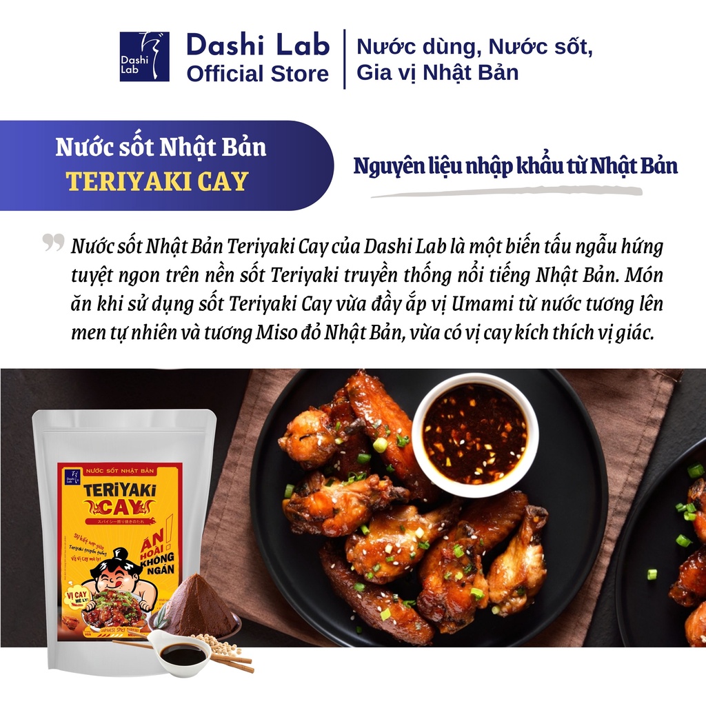 Nước Sốt Nhật Bản Teriyaki Cay DASHI LAB Thích Hợp Cho Món Thịt Hải Sản Chay Mặn Đều Dùng Được Túi 1kg