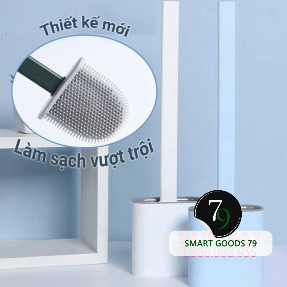 Chổi Cọ Nhà Vệ Sinh, Cây Cọ Toilet Bồn Cầu Bằng SiliCon Có Giá Đựng Dán Tường - An toàn, vệ sinh