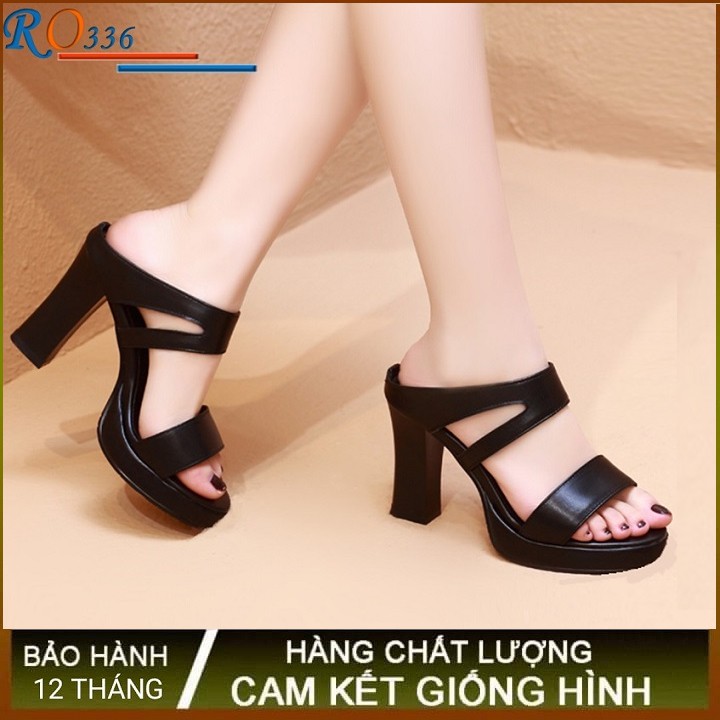 Giày cao gót nữ đẹp đế vuông 7p hàng hiệu rosata hai màu đen trắng ro336