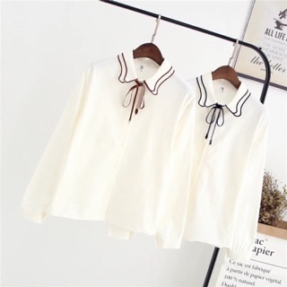 Sơ mi 2 cổ buộc nơ cực xinh