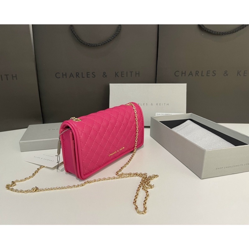 TINUONGSHOP - Ví dài nữ C•and•K ô trám Quilted Pouch hồng sen