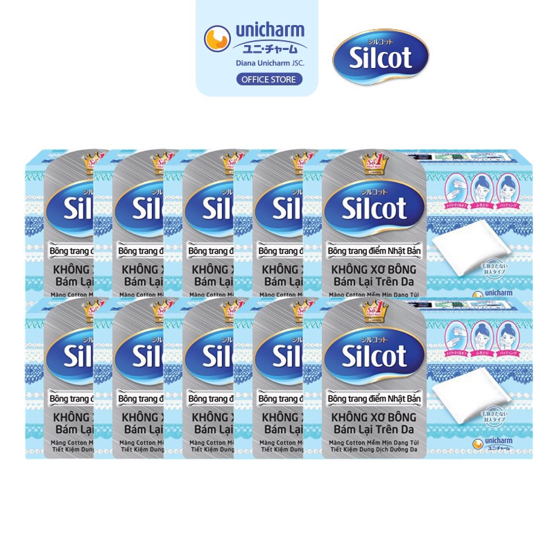 Bộ 10 hộp Bông trang điểm (bông tẩy trang) Silcot 82 miếng/hộp