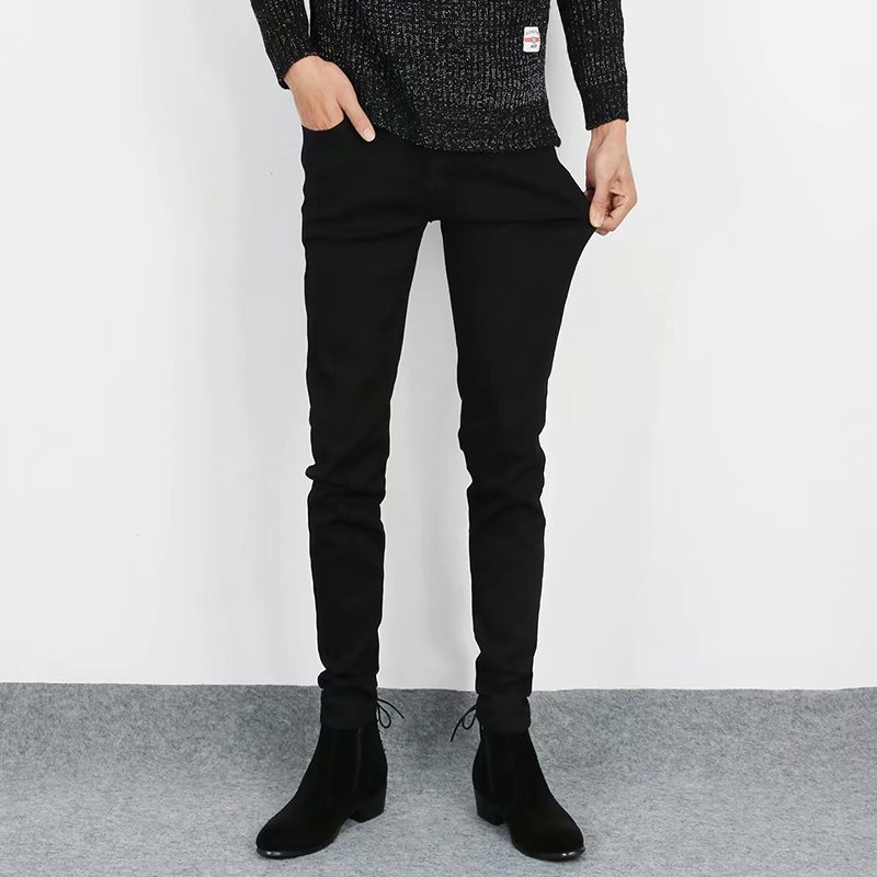 Quần jeans nam đen trơn ôm body, quần jeans kinny nam co dãn