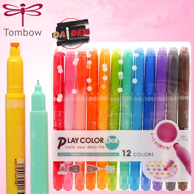 [DA ĐEN] Bộ Bút 2 Đầu Tombow Play Color DOT 3/12 Màu