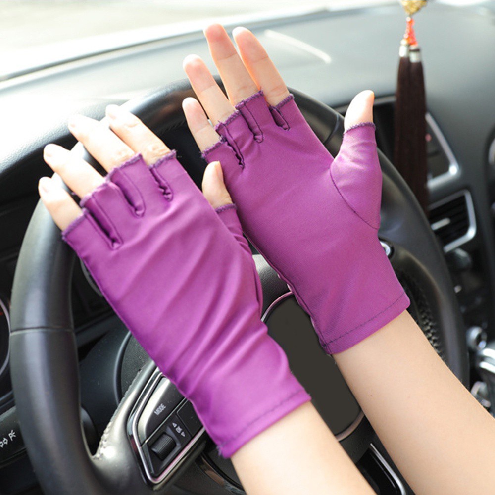 Găng Tay Hở Ngón Chống Tia Uv / Trượt / Thấm Hút Mồ Hôi Co Giãn Cho Nam Nữ