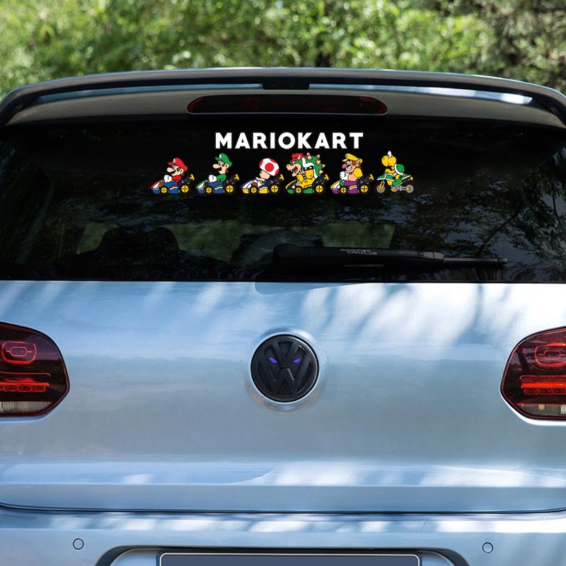 Sticker Mario Kart Racing Game Phản Quang Dễ Thương Vui Nhộn Dán Trang Trí Kính Chắn Gió Xe Hơi Xe Máy EBike