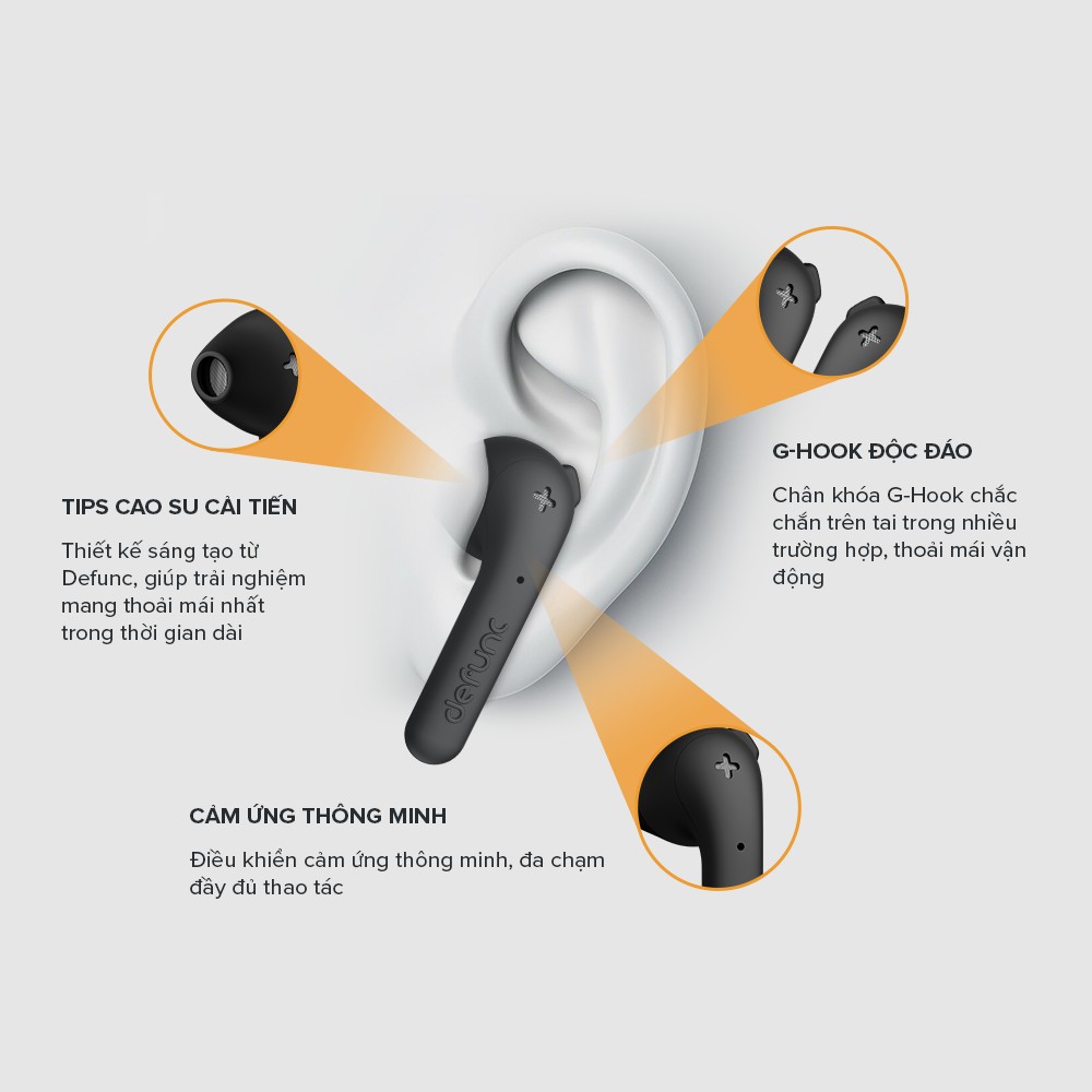 Tai Nghe TWS Defunc True Basic, Bluetooth 5.2, Cảm Ứng, Kháng Nước IPX4, Nghe Đến 22H - Chính Hãng BH 12 Tháng Dizigear