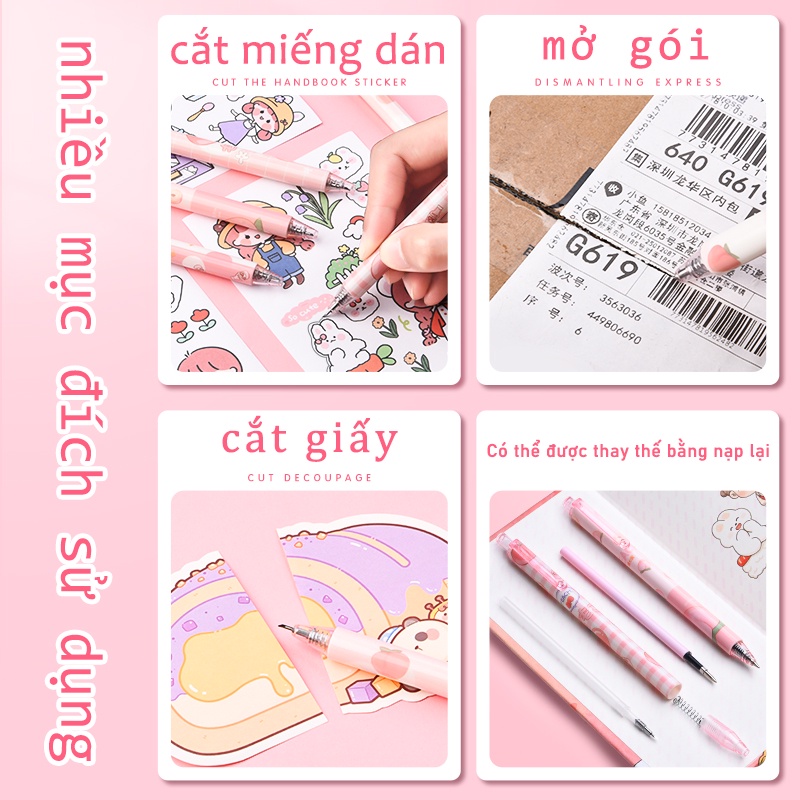 Dao Rọc Giấy Dạng Bút Cắt Giấy Cute Mini Hình Thú Dễ Thương Hình Động Vật Hoạt Hình Dễ Thương Dùng Trang Trí Sổ Tay Độc Đáo dễ thương tiện lợi