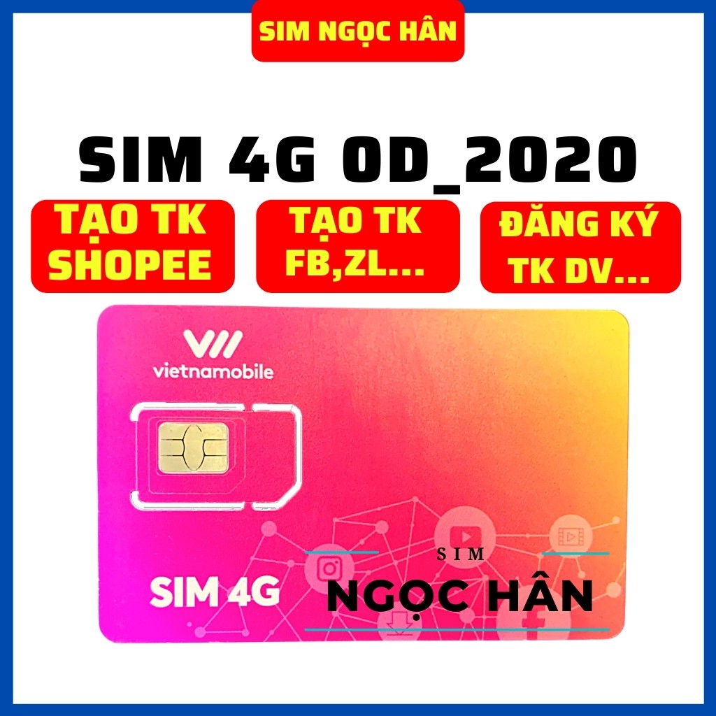 Sim Vietnamobile Gói cước 0D_2020 Dùng lấy mã OTP - Tạo shopee... ĐK gói Thánh Up - Trọn Đời