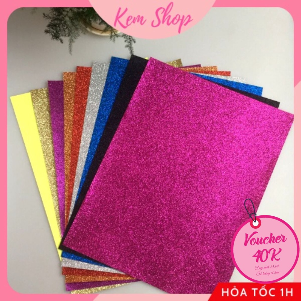 Giấy Xốp Nhũ Kim Tuyến Handmade DIY Thủ Công Size A4 Nhiều Màu - K100