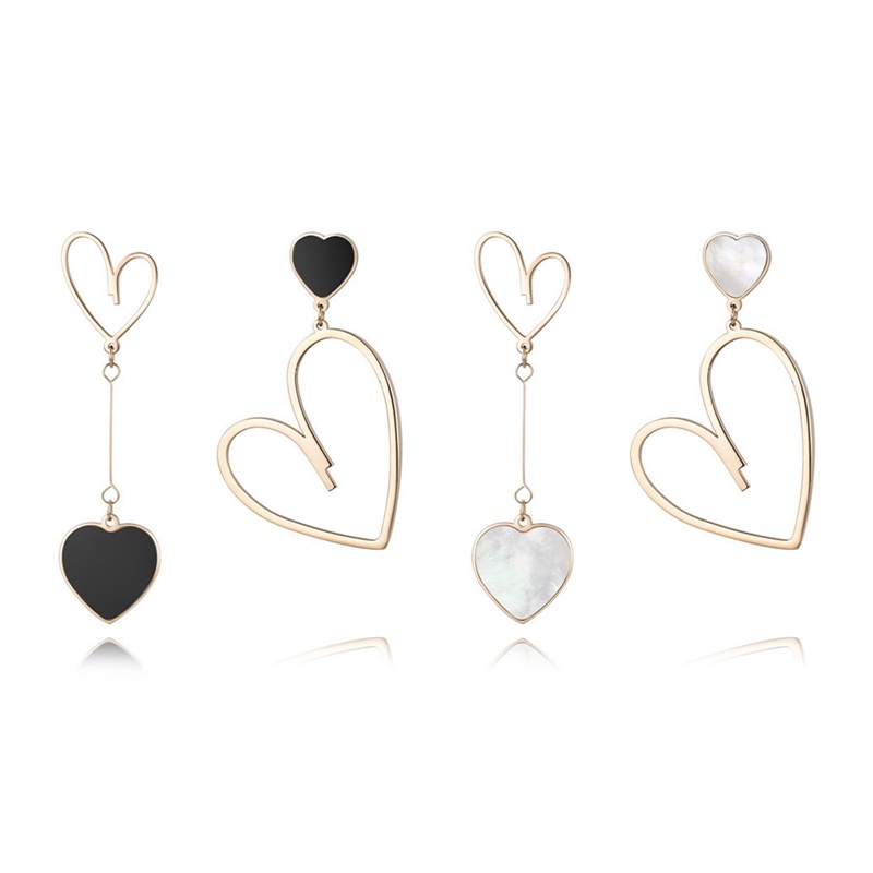 Bông Tai Kim Loại Hình Trái Tim Màu Đen Thiết Kế Đơn Giản Thời Trang