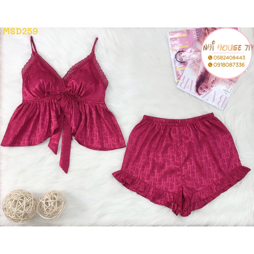 [FREESHIP 50K] Bộ Ngủ Ren NHISTORE Quần Ngắn Bèo  Áo Cúp Ngực Sexy Cột Nơ Freesize Dưới 57kg | BigBuy360 - bigbuy360.vn