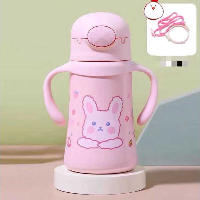 Minchun123:Bình giữ nhiệt có ống hút, tay cầm360-380ml  cho bé