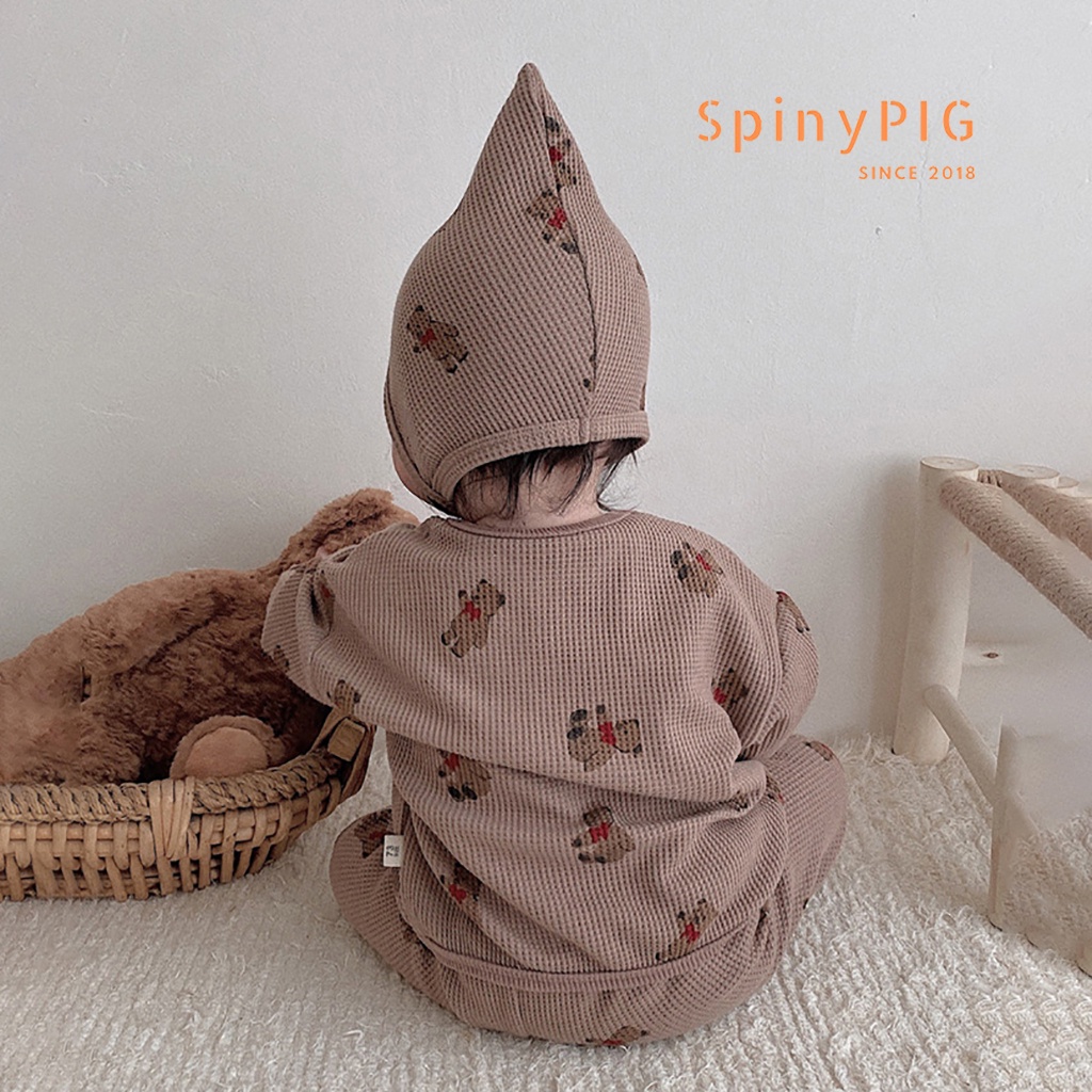 Bộ quần áo cho bé 0-4 tuổi style Hàn Quốc cotton dệt kim hoạ tiết gấu cực xinh