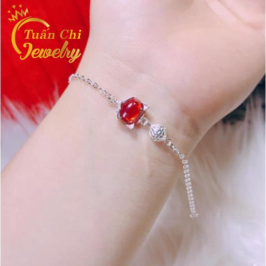 Lắc Tay Nữ  FREESHIP Vòng Tay Hồ Ly Bạc Dành Cho Nữ ,Bạc Ta Chuẩn Đẹp Kết Hợp Đá Phong Thủy Theo Mệnh