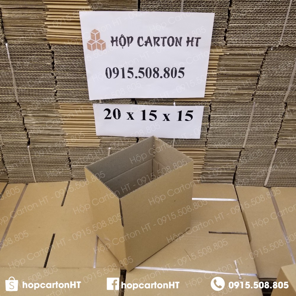 Hộp carton đóng hàng 20x15x15 đựng giày dép, phụ kiện đồ gia dụng giá rẻ - Hộp Carton HT