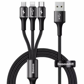 Dây cáp Baseus 1.2M 3.5A Micro USB TYPE C LED 3 trong 1 cho IPHONE