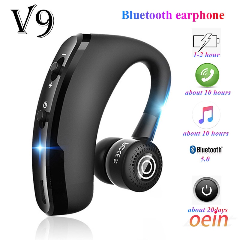 Tai nghe ZEEJUL Bluetooth V9 phong cách doanh nhân thích hợp cho iPhone Samsung kèm phụ kiện