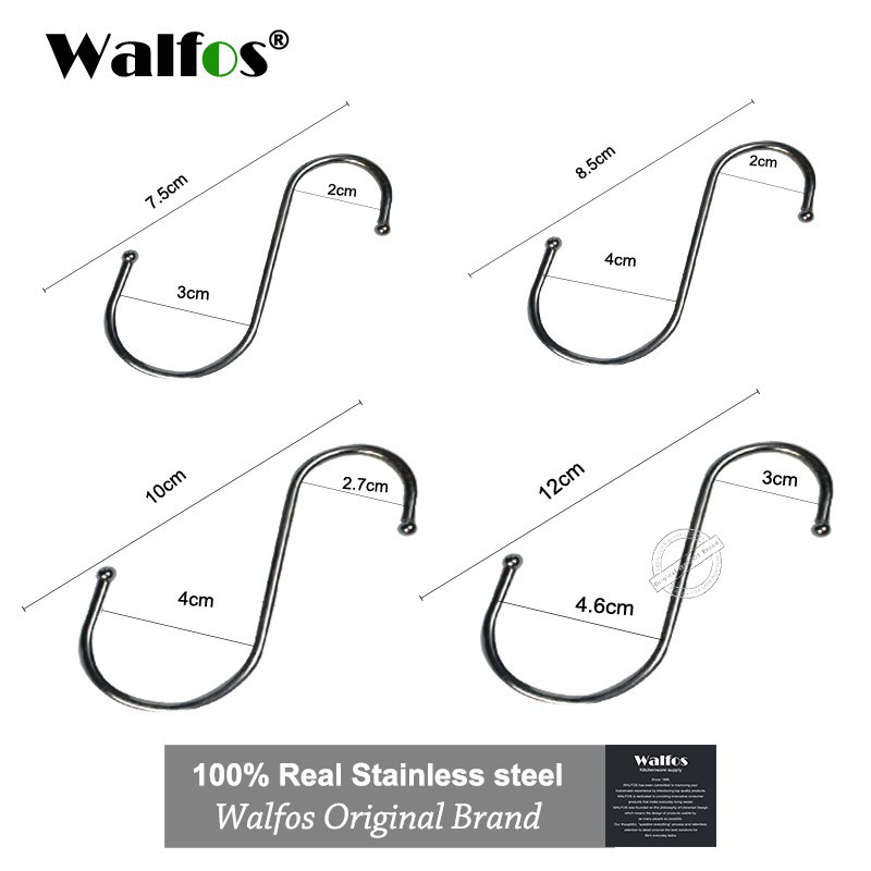 Bộ 5 Móc Treo Tường WALFOS Hình Chữ S Bằng Thép Không Gỉ Cho Phòng Ngủ