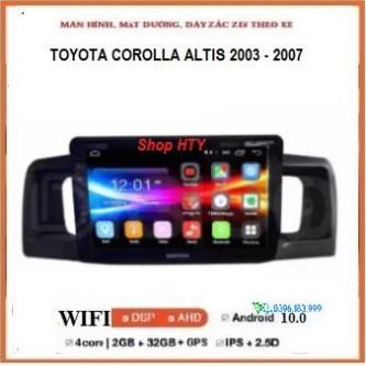 Màn hình DVD android kèm mặt dưỡng và giắc zin cho xe COROLLA ALTIS màn dùngWifi hoặc sim 4G, Ram 1G/2G, Rom 16G/32G.