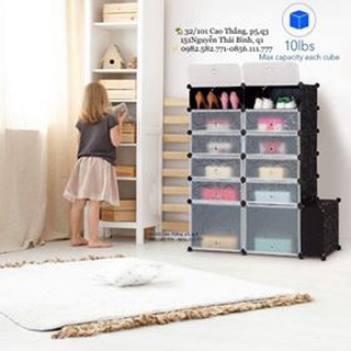 KỆ GIÀY LẮP GHÉP 12 Ô (2 ô đựng giày boot) +1 Ô BÊN HÔNG (như hình)