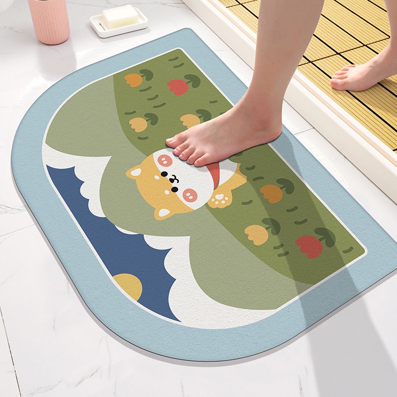 Thảm lót cửa chùi chân Chống Trượt Thấm Hút Tốt Nhanh Khô Họa Tiết Hoạt Hình Đáng Yêu
