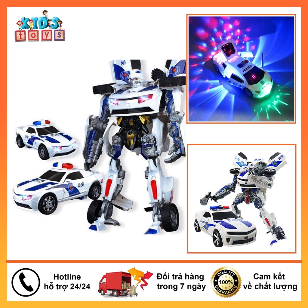 Đồ chơi Ô tô Police, xe siêu nhân biến hình, đồ chơi phát nhạc cho bé.