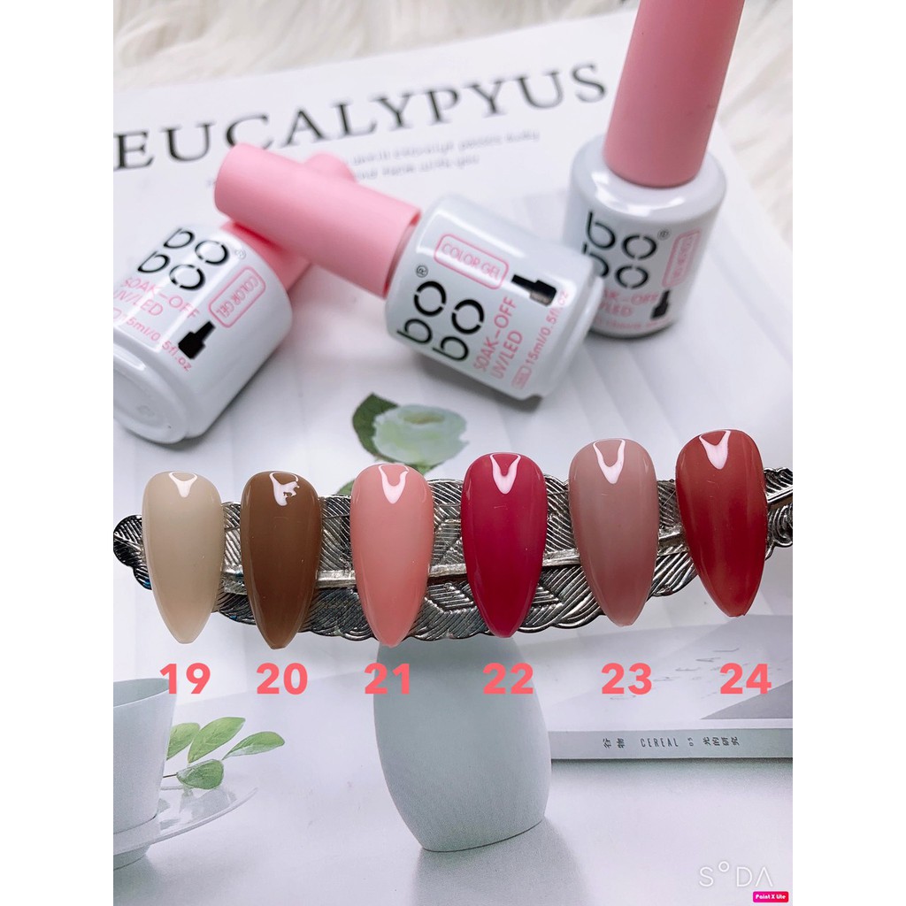 SƠN GEL THẠCH BOBO 19-24 CHAI 15ML BẢNG 30 MÀU