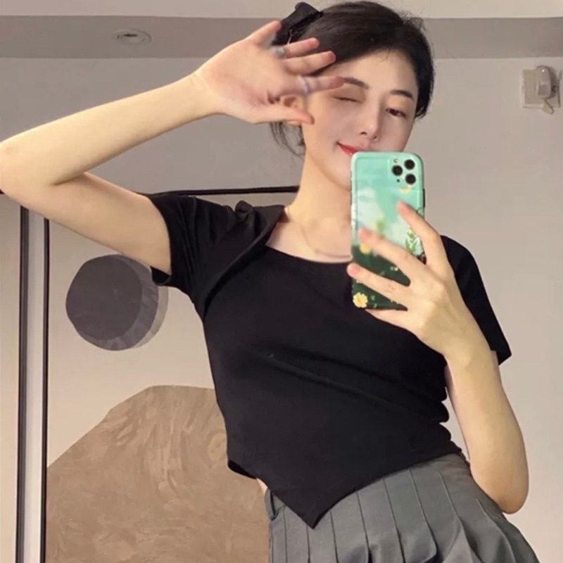 ÁO LAI VẠC NHỌN CHÉO TAY NGẮN (CT.CT) VẢI RÍP