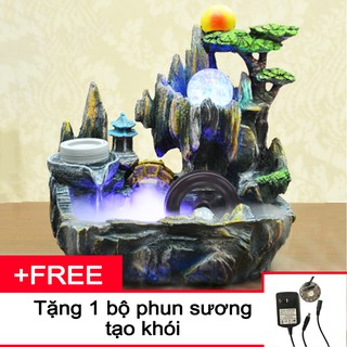 Thác nước phong thuỷ để bàn non bộ tặng kèm máy bơm 2 chiều, máy phun sương và trọn bộ phụ kiện