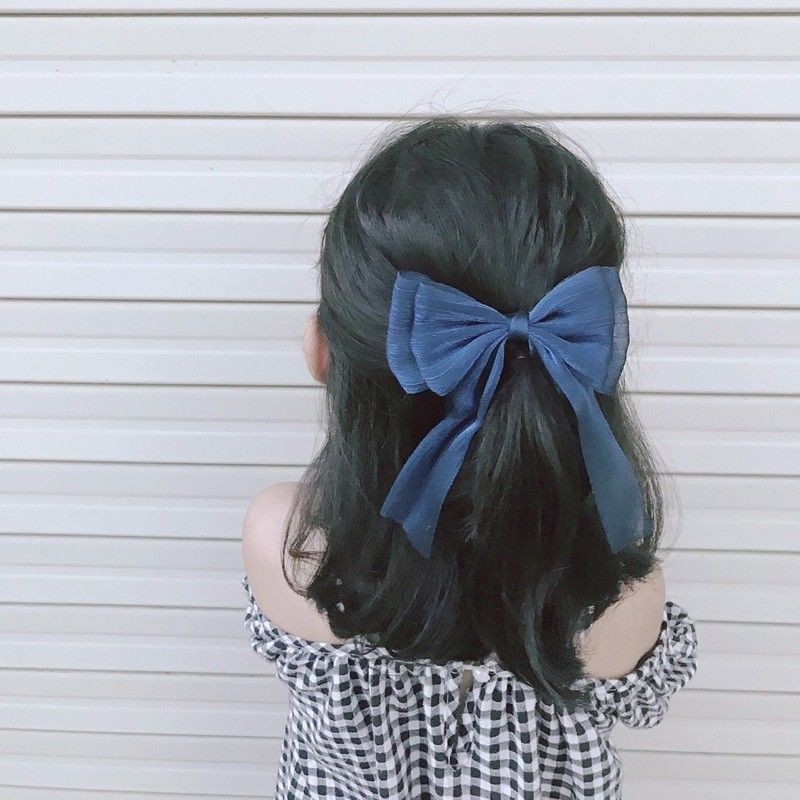 B103 - Kẹp tóc nơ voan xước cho bé