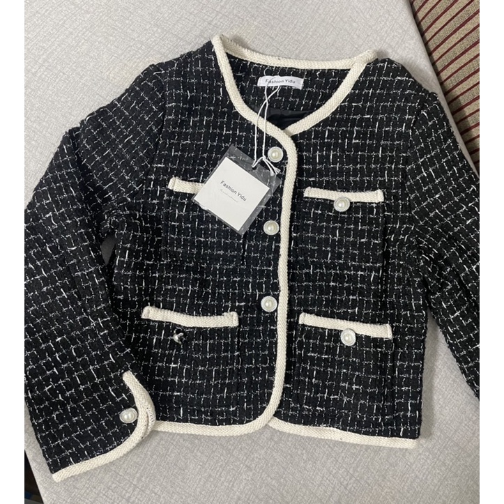 (SẴN) Áo dạ tweed viền nổi