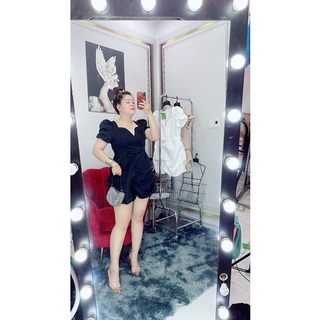 đầm cổ v tay phồng bigsize