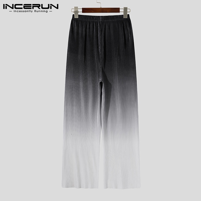 Quần nhung tăm INCERUN ống suông rộng màu gradient thời trang thường ngày cho nam